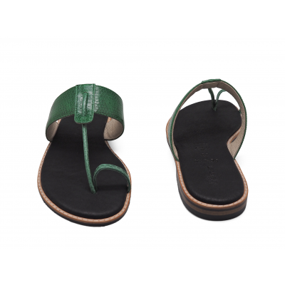 SALE 50%Women Sandals Flat SC-47A Green Snake Skin